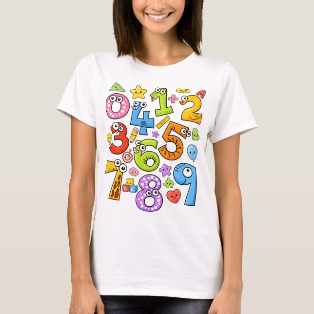 Camiseta Number Day Cute Colorful Numbers Math T Shirt (Anverso)