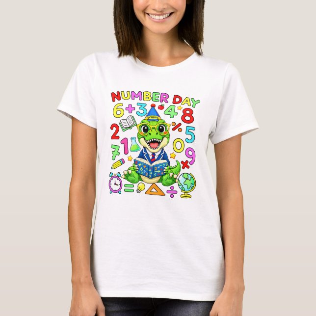 Camiseta Number Day Dinosaur Maths T Shirt for Kids (Anverso)