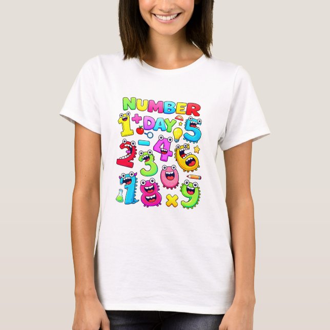 Camiseta Number Day Funny Cartoon Numbers T Shirt (Anverso)