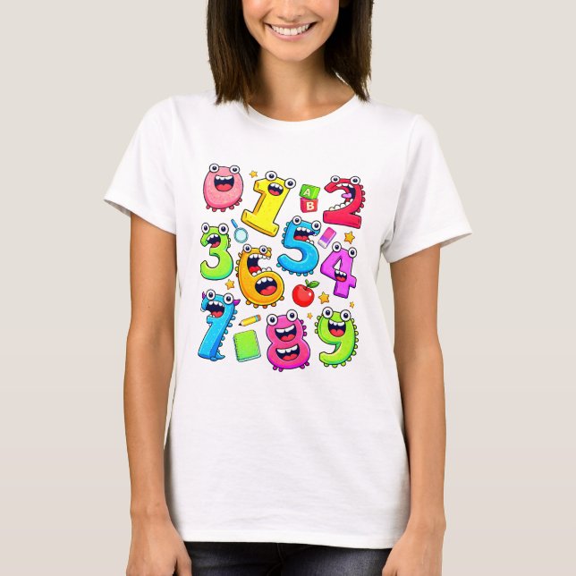 Camiseta Number Day Funny Cartoon Numbers T Shirt (Anverso)