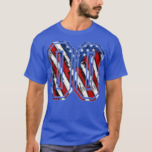 Camiseta Número 00 Bandera Roja Blanca y Azul Estadounidens