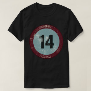 Camiseta Número 14 Vintage con Efecto de Desgaste