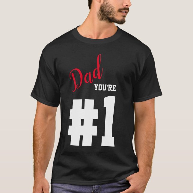 Camiseta Número 1 Día del Padre Negro (Anverso)