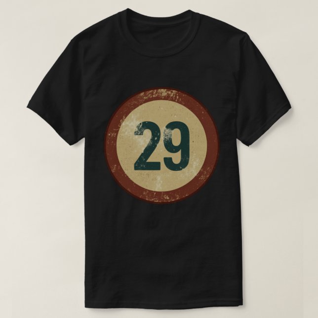 Camiseta Número 29 Vintage con Efecto de Desgaste (Diseño del anverso)