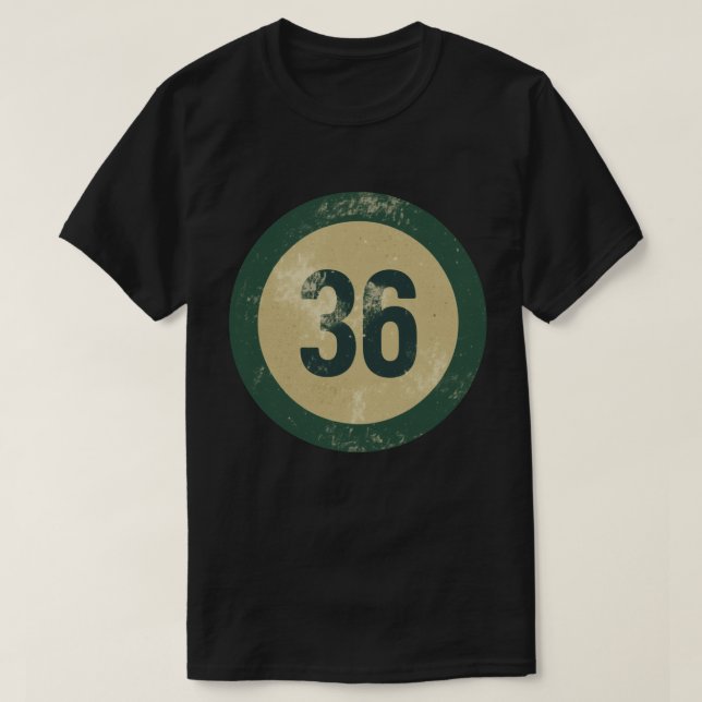 Camiseta Número 36 Vintage con Efecto de Desgaste (Diseño del anverso)