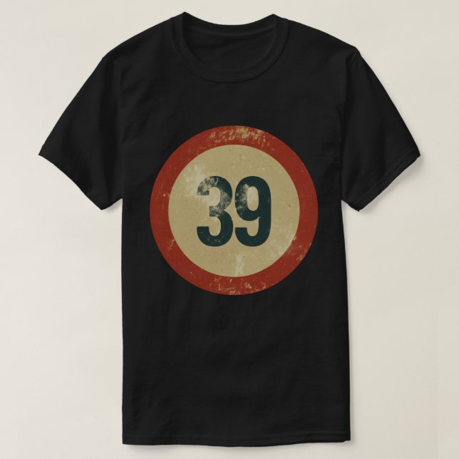 Camiseta Número 39 Vintage con Efecto de Desgaste (Diseño del anverso)