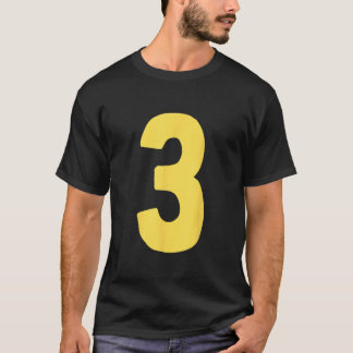 Camiseta Número 3 grande y negrita en amarillo