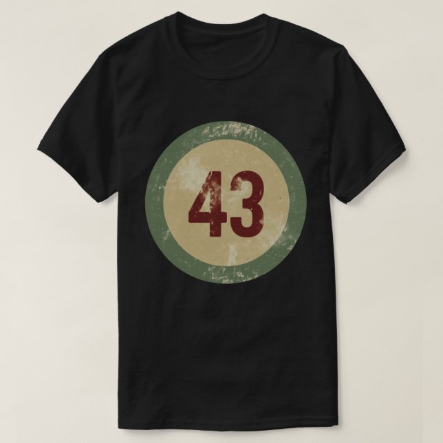 Camiseta Número 43 Vintage con Efecto de Desgaste (Diseño del anverso)