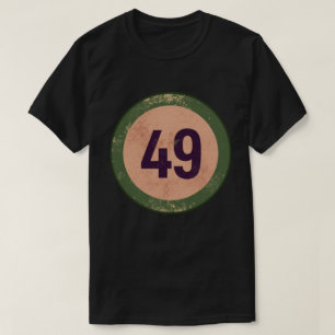 Camiseta Número 49 Vintage con Efecto de Desgaste