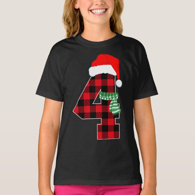 Camiseta Número 4 Navidades Temática Navidad 4Bday 4 Años (Anverso)