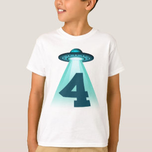 Camiseta Número 4 Secuestro Tema Alien OVNI Niños De 4 Años