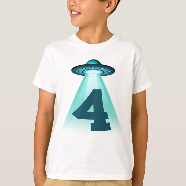 Camiseta Número 4 Secuestro Tema Alien OVNI Niños De 4 Años (Anverso)