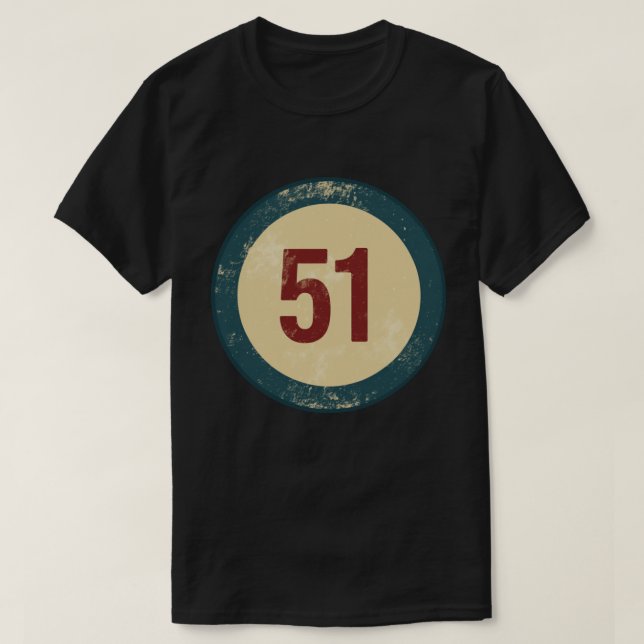 Camiseta Número 51 Vintage con Efecto de Desgaste (Diseño del anverso)
