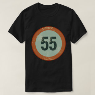 Camiseta Número 55 Vintage con Efecto de Desgaste