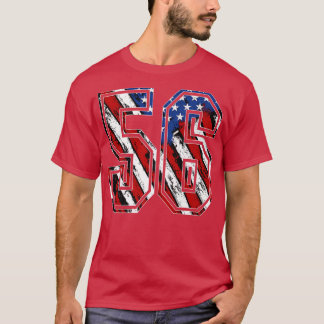 Camiseta Número 56 Bandera estadounidense blanca y azul 56 