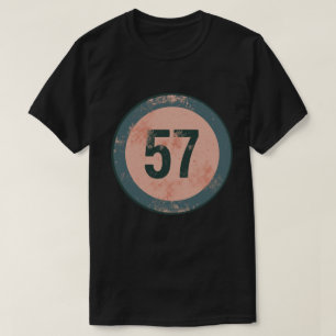 Camiseta Número 57 Vintage con Efecto de Desgaste
