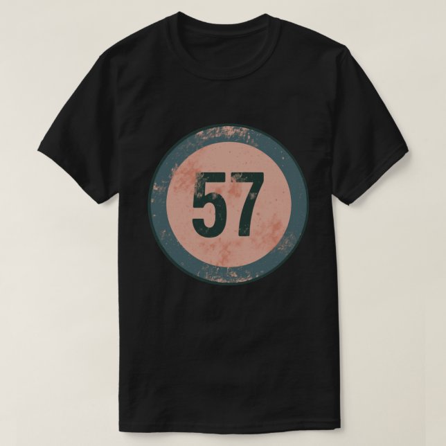 Camiseta Número 57 Vintage con Efecto de Desgaste (Diseño del anverso)
