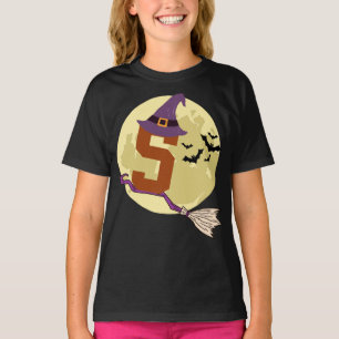 Camiseta Número 5 Halloween Bruja Tema Niños de 5 años