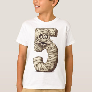 Camiseta Número 5 Mummy Halloween Tema 5 Niños de 5 años