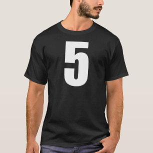 Camiseta Número 5 Número Numérico 5 Números Blancos Ligeros