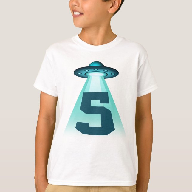Camiseta Número 5 Secuestro Tema Alien OVNI Niños de 5 años (Anverso)