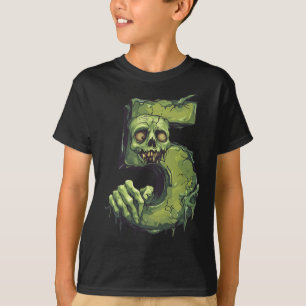 Camiseta Número 5 Tema Zombie Halloween Niños de 5 años