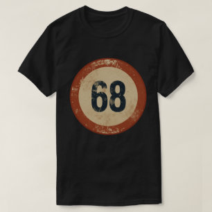 Camiseta Número 68 Vintage con Efecto de Desgaste