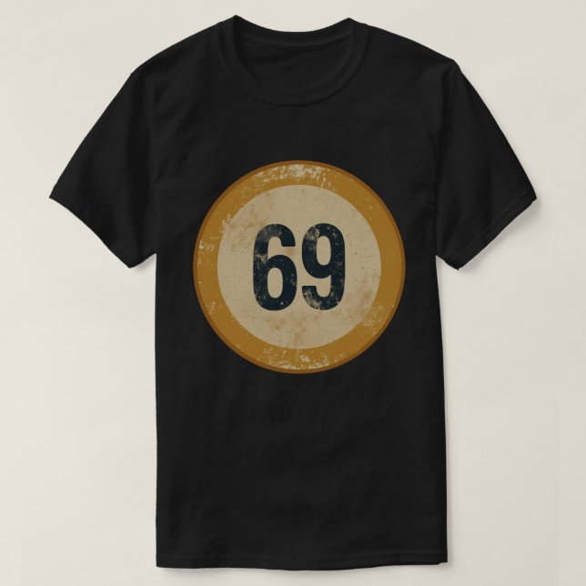 Camiseta Número 69 Vintage Deteriorado (Diseño del anverso)