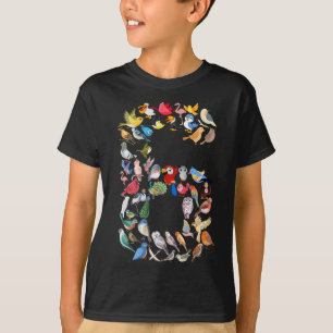 Camiseta Número 6 Aves Tema Niños de 6 Años