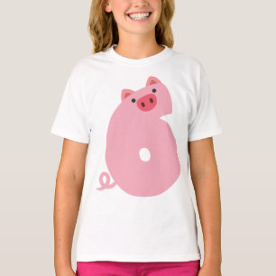 Camiseta Número 6 Chicas de animales de cerdo de 6 años