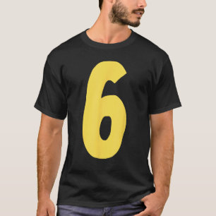 Camiseta Número 6 grande y negrita en amarillo