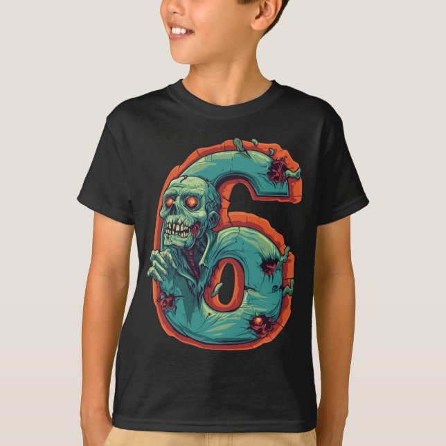 Camiseta Número 6 Niños Zombie Halloween de 6 años (Anverso)