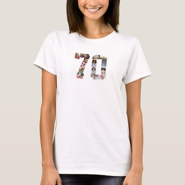 Camiseta Número 70 Collage de fotos (Anverso)