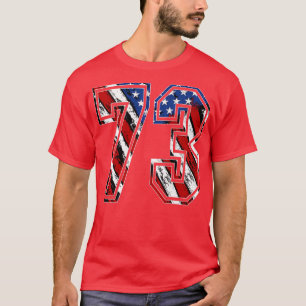 Camiseta Número 73 Bandera roja blanca y azul americana 73