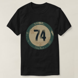 Camiseta Número 74 Vintage con Efecto de Desgaste