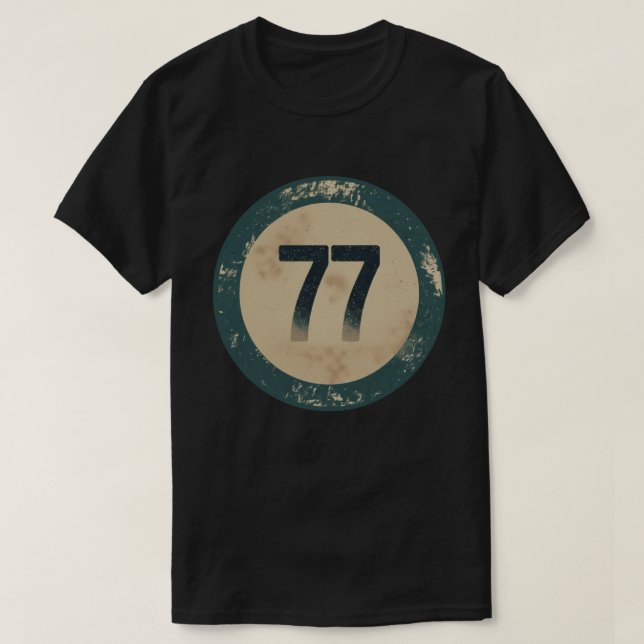 Camiseta Número 77 Vintage con Efecto de Desgaste (Diseño del anverso)