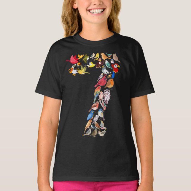 Camiseta Número 7 Aves Tema Niños De 7 Años (Anverso)