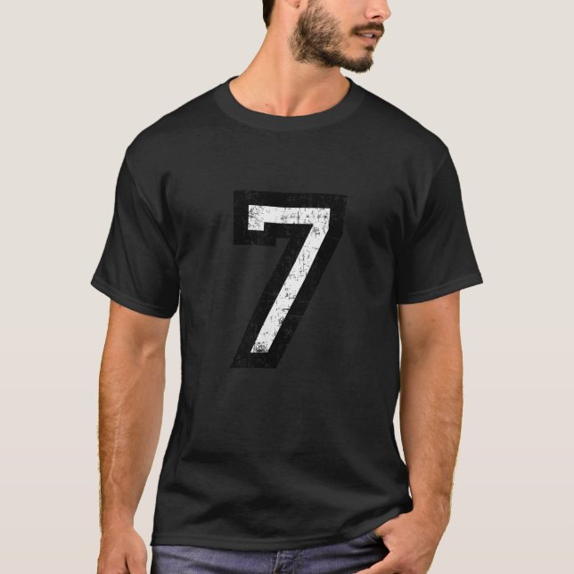 Camiseta Número 7 Blanco negro vintage (Anverso)