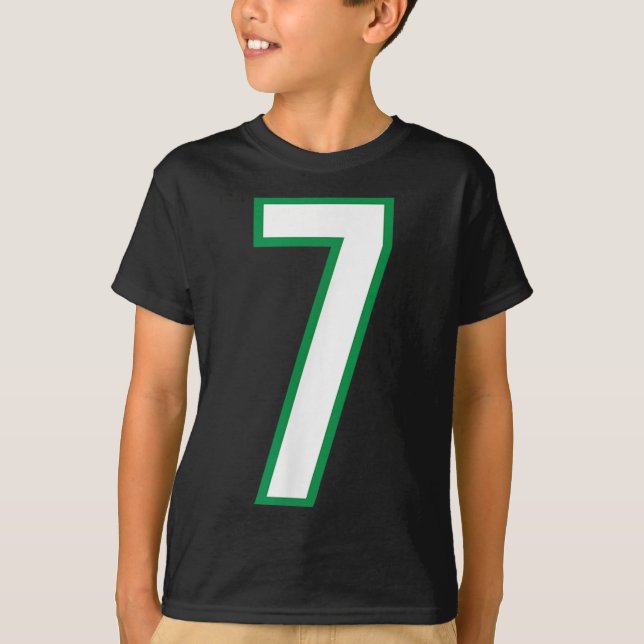 Camiseta Número 7 Deporte Verde Blanco (Anverso)