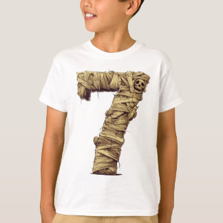 Camiseta Número 7 Mummy Halloween Tema Niños de 7 años