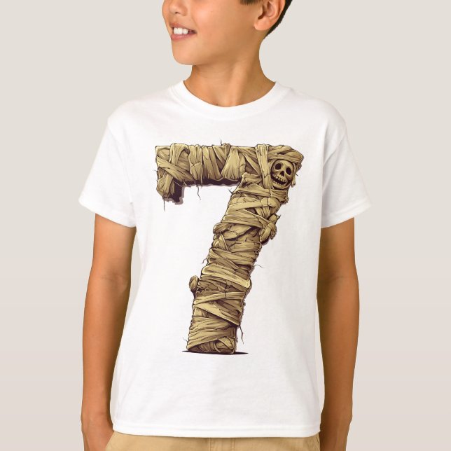 Camiseta Número 7 Mummy Halloween Tema Niños de 7 años (Anverso)
