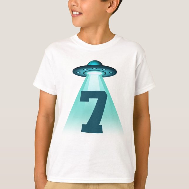 Camiseta Número 7 Secuestro Tema Alien OVNI Niños De 7 Años (Anverso)