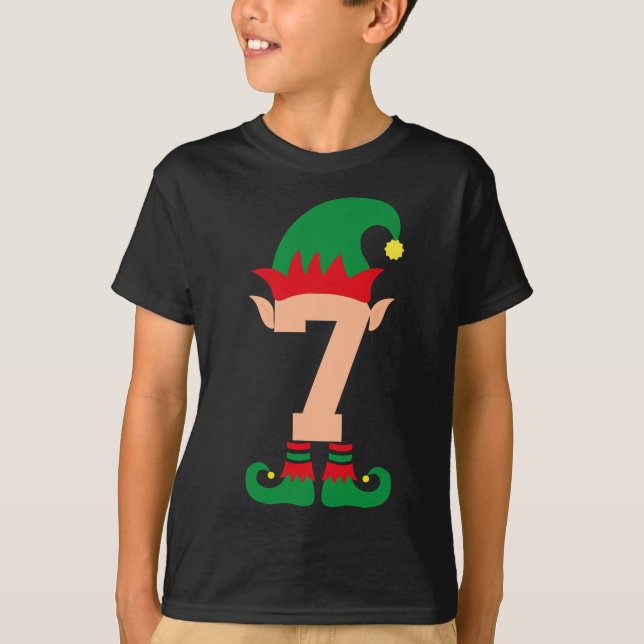 Camiseta Número 7 Tema de Navidad Elf Niños de 7 años (Anverso)