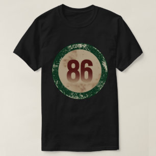 Camiseta Número 86 Vintage con Efecto de Desgaste