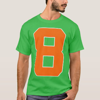 Camiseta Número 8 Deportes Naranja retro