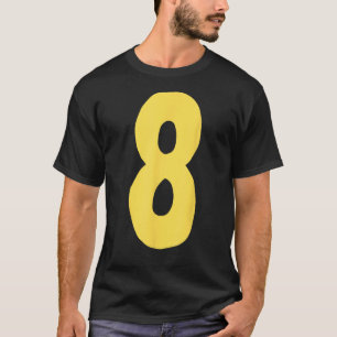Camiseta Número 8 grande y negrita en amarillo