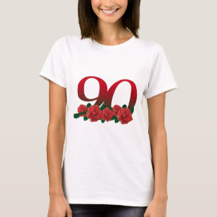 Camiseta Número 90 o 90.os cumpleaños de floral