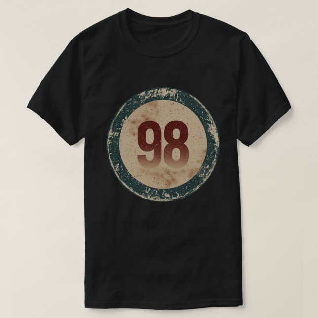 Camiseta Número 98 Vintage con Efecto de Desgaste (Diseño del anverso)