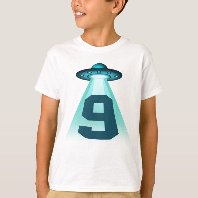 Camiseta Numero 9 Alien Tema 9 Niños de 9 años (Anverso)