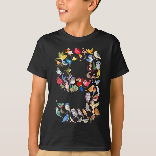 Camiseta Número 9 Aves Tema Niños De 9 Años (Anverso)